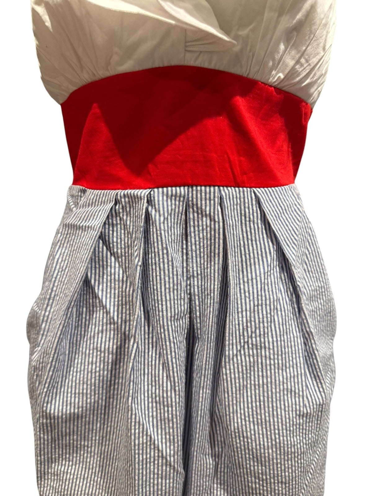B. Smart Women's Ruffled Halter Dress with Red Waistband and