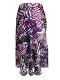 Alfani 100% Silk Purple and Black Leaf Print Midi Skirt Size 10