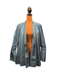 Lafayette 148 Satin-Like Teal Blue Open Front Jacket