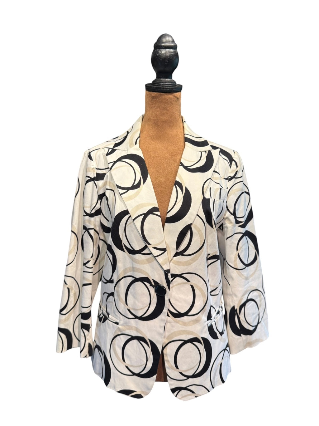 Sandro Sportwear White Black Circle Print Cotton Blazer