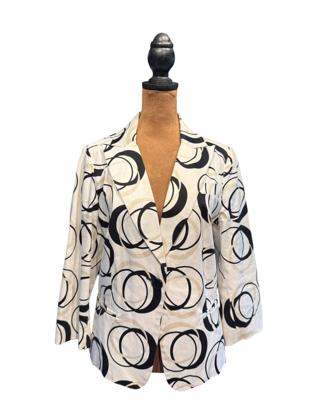 Sandro Sportwear White Black Circle Print Cotton Blazer