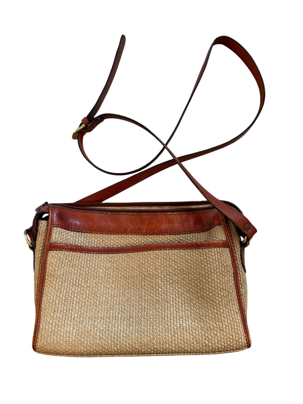 Etienne Aigner Woven Straw and Leather Crossbody Bag