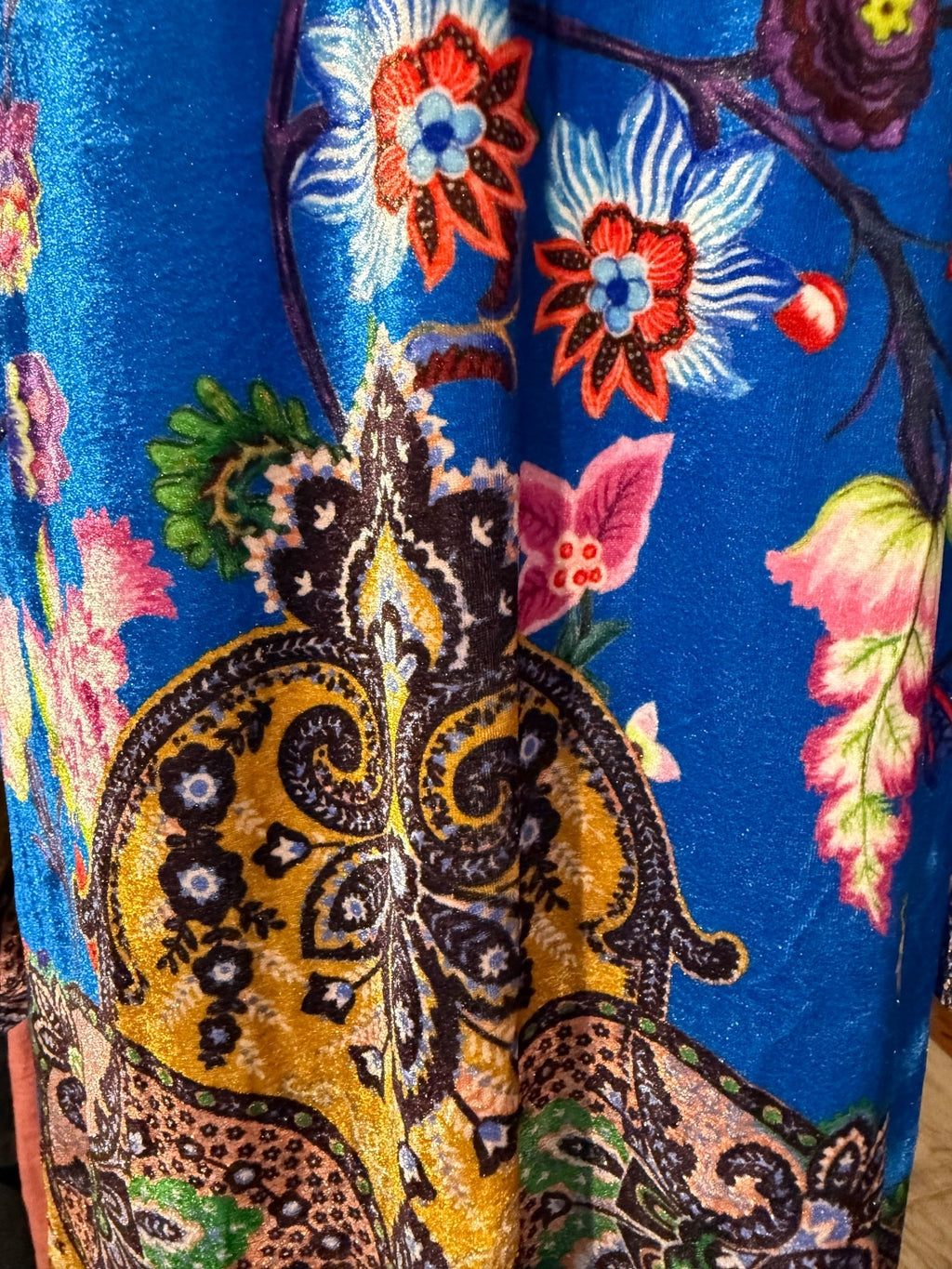 Anthropologie Velvet Floral Paisley Turtleneck Midi Dress