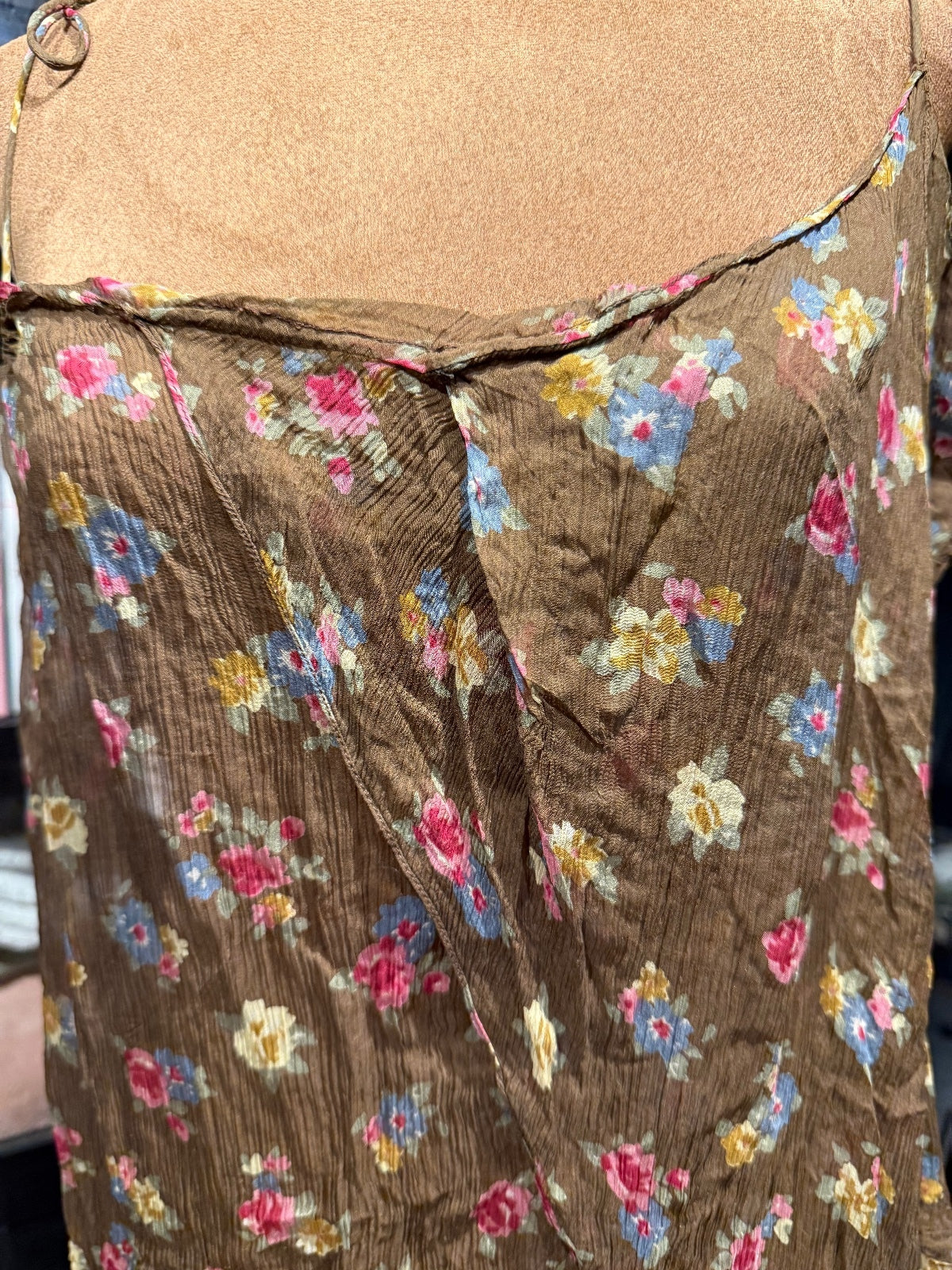 Marni Brown Floral Silk Slip Dress
