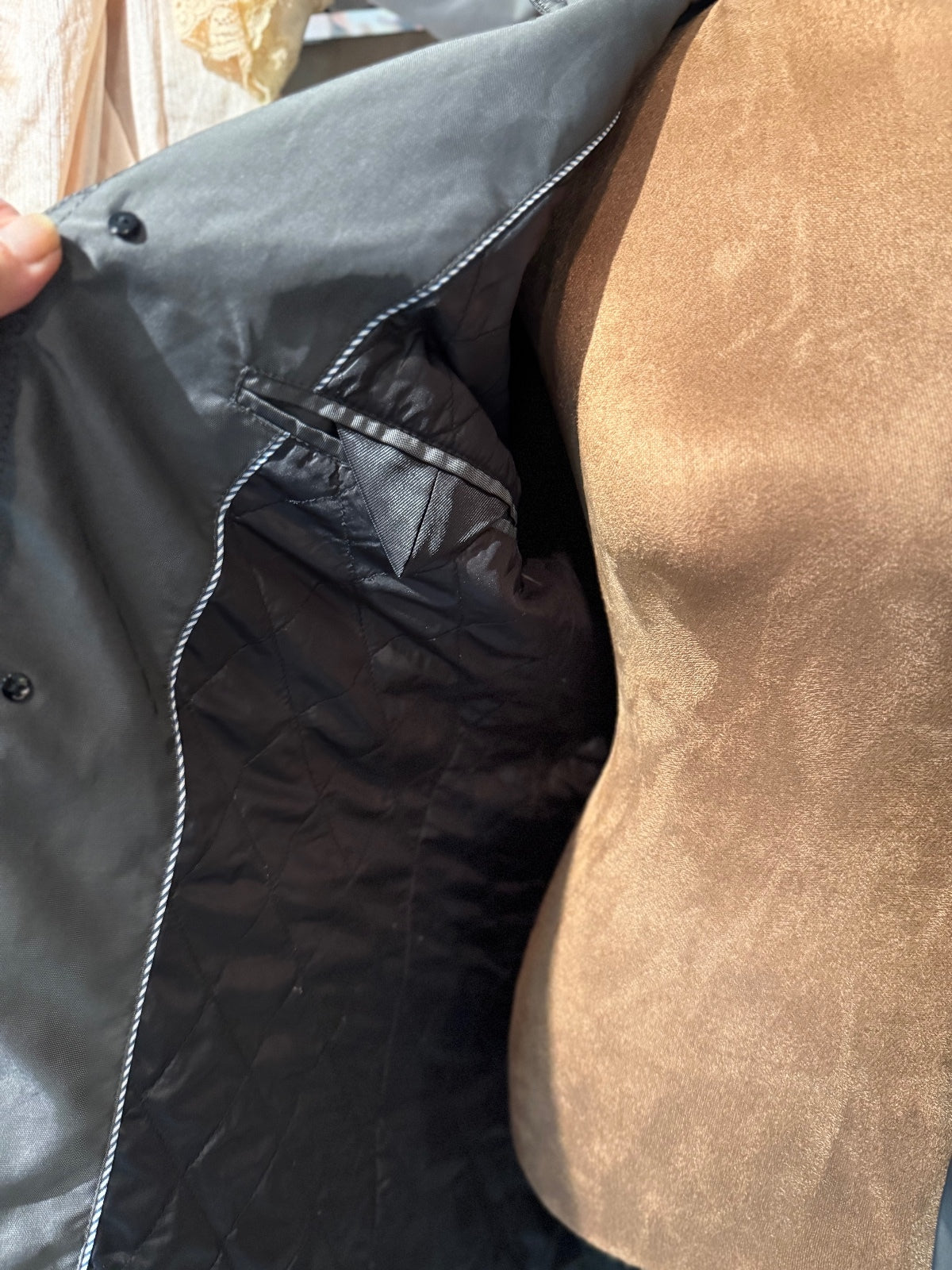 Heilan Home Vintage Gray Short Trench Coat with Quilted Lining