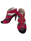 Michael Kors Pink Patent Leather High Heel Sandals with Front Zipper