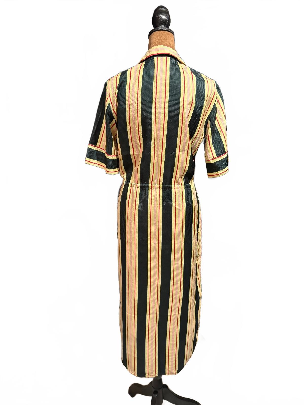 Scotch & Soda Striped Button-Down Midi Dress with Drawstring Waist
