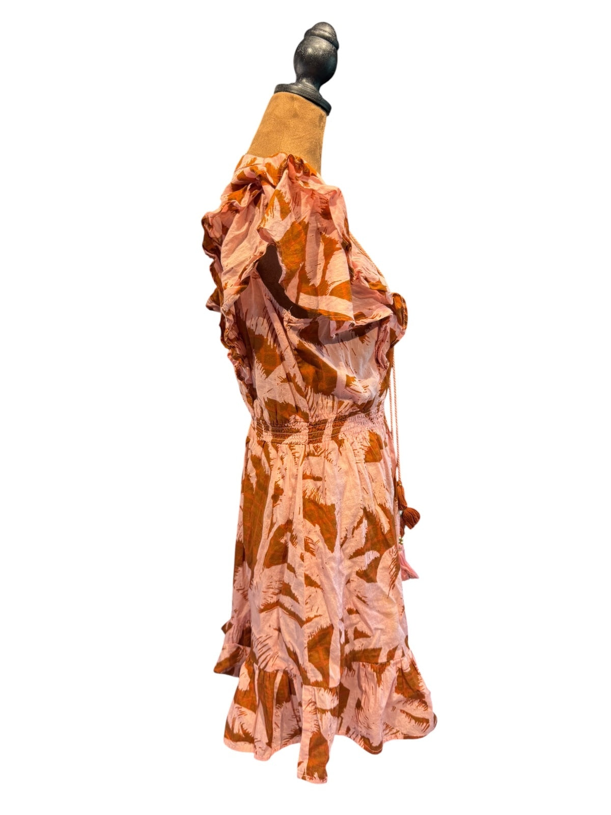 True Destinations Cotton Tropical Leaf Print Dress