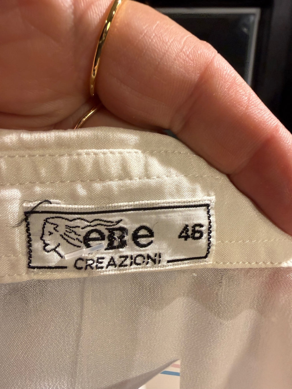 Vintage EBE Creazioni White Button-Up Blouse Made in Italy