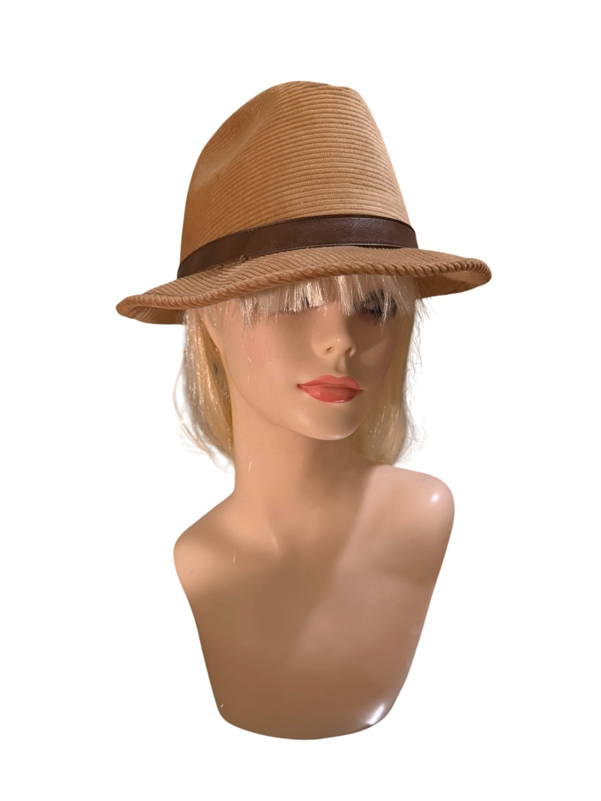 Vintage Adam New York Tan Corduroy Fedora Hat
