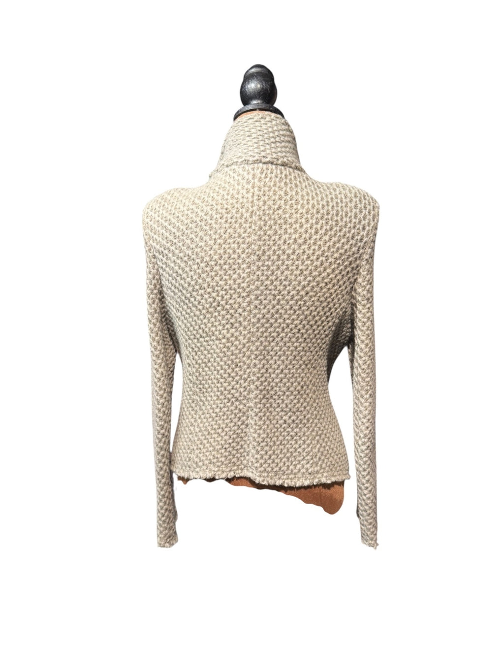 IRO Beige Chunky Knit Wool Blend Sweater Jacket