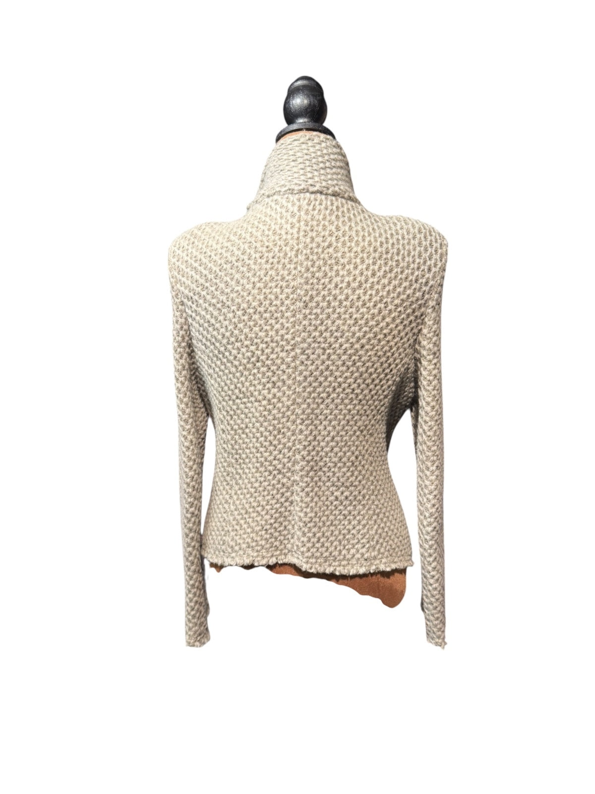 IRO Beige Chunky Knit Wool Blend Sweater Jacket