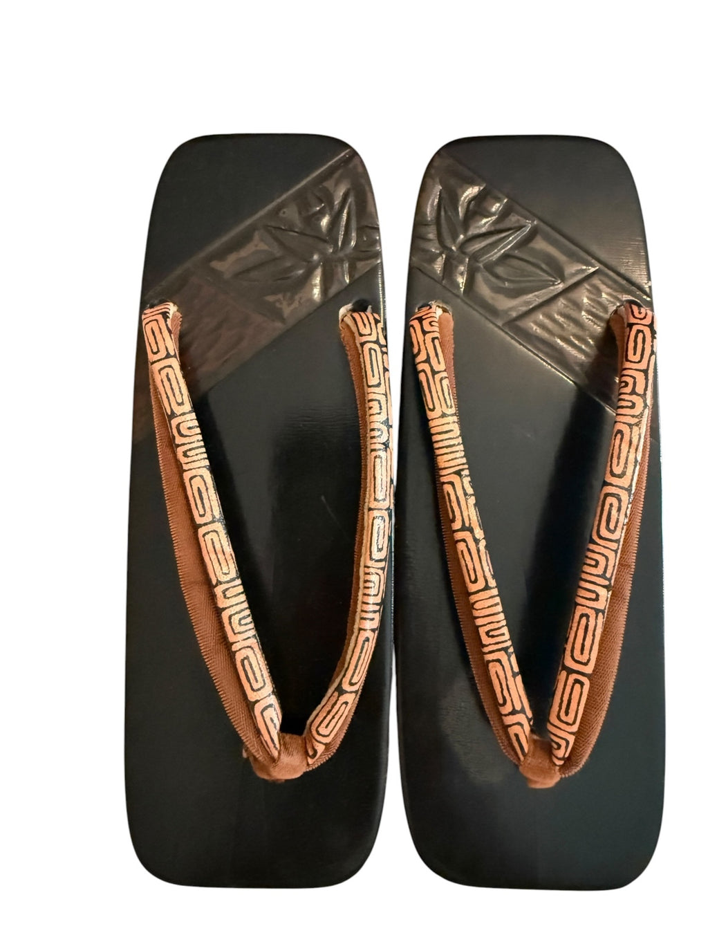 Vintage Japanese Geta Sandals with Traditional Fabric Straps