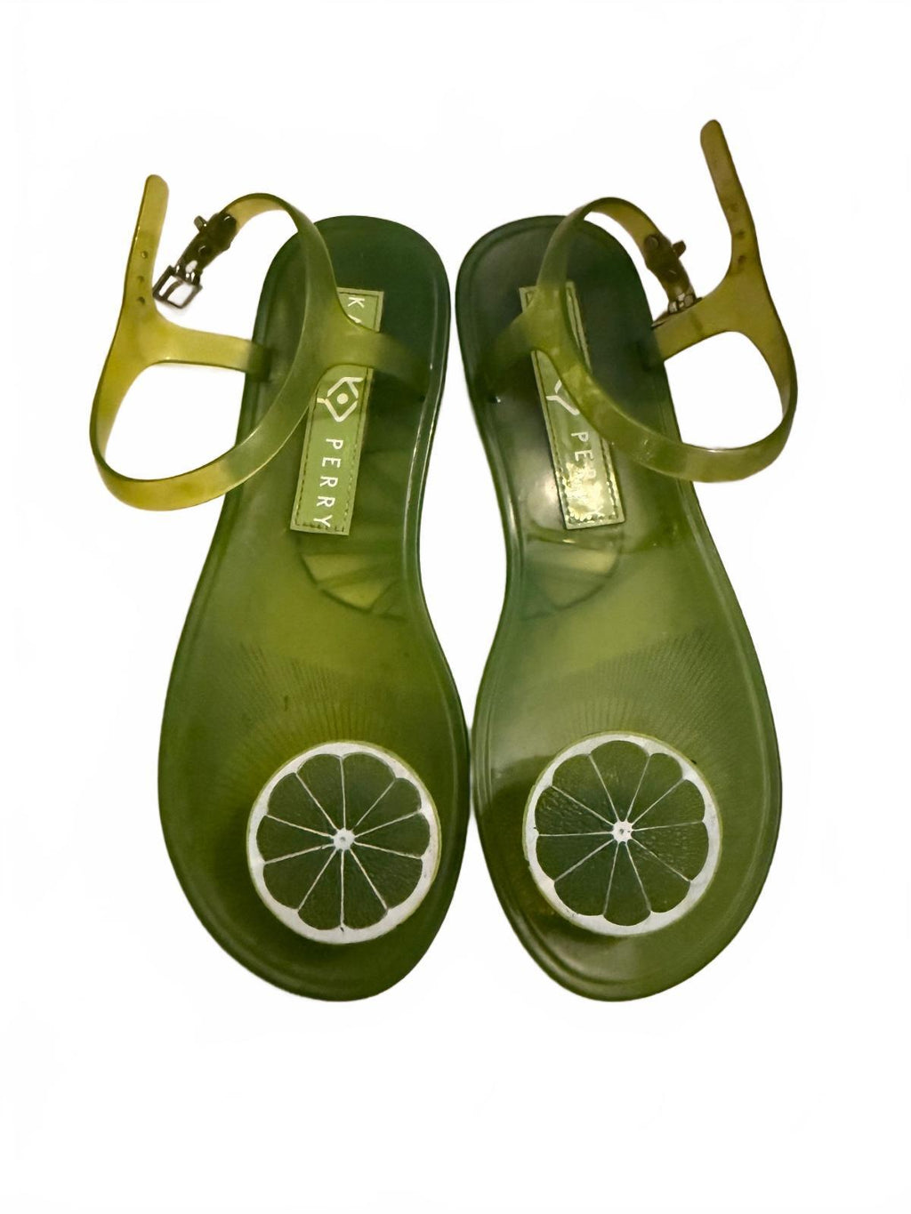 Katy Perry Green Jelly Sandals with Lime Detail