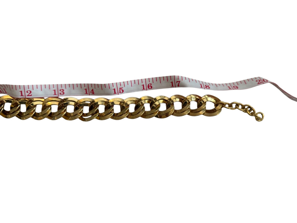 Vintage Gold Tone Chain Necklace, Bracelet and Earrings Set