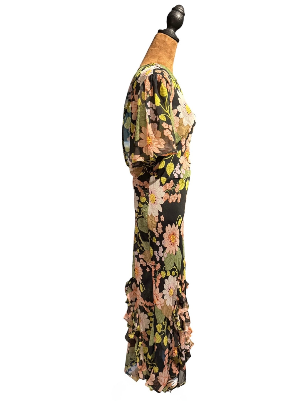 ASOS DESIGN Floral Ruffle Hem Maxi Dress with Open Back