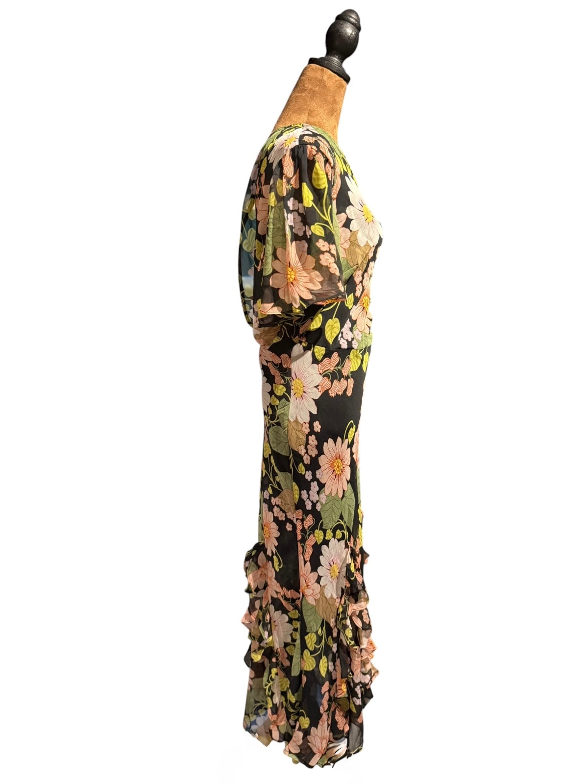 ASOS DESIGN Floral Ruffle Hem Maxi Dress with Open Back