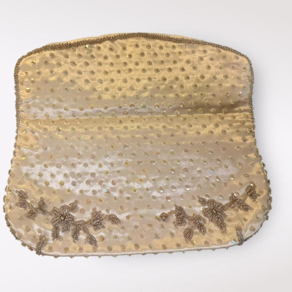 Vintage Ivory Beaded Clutch Bag