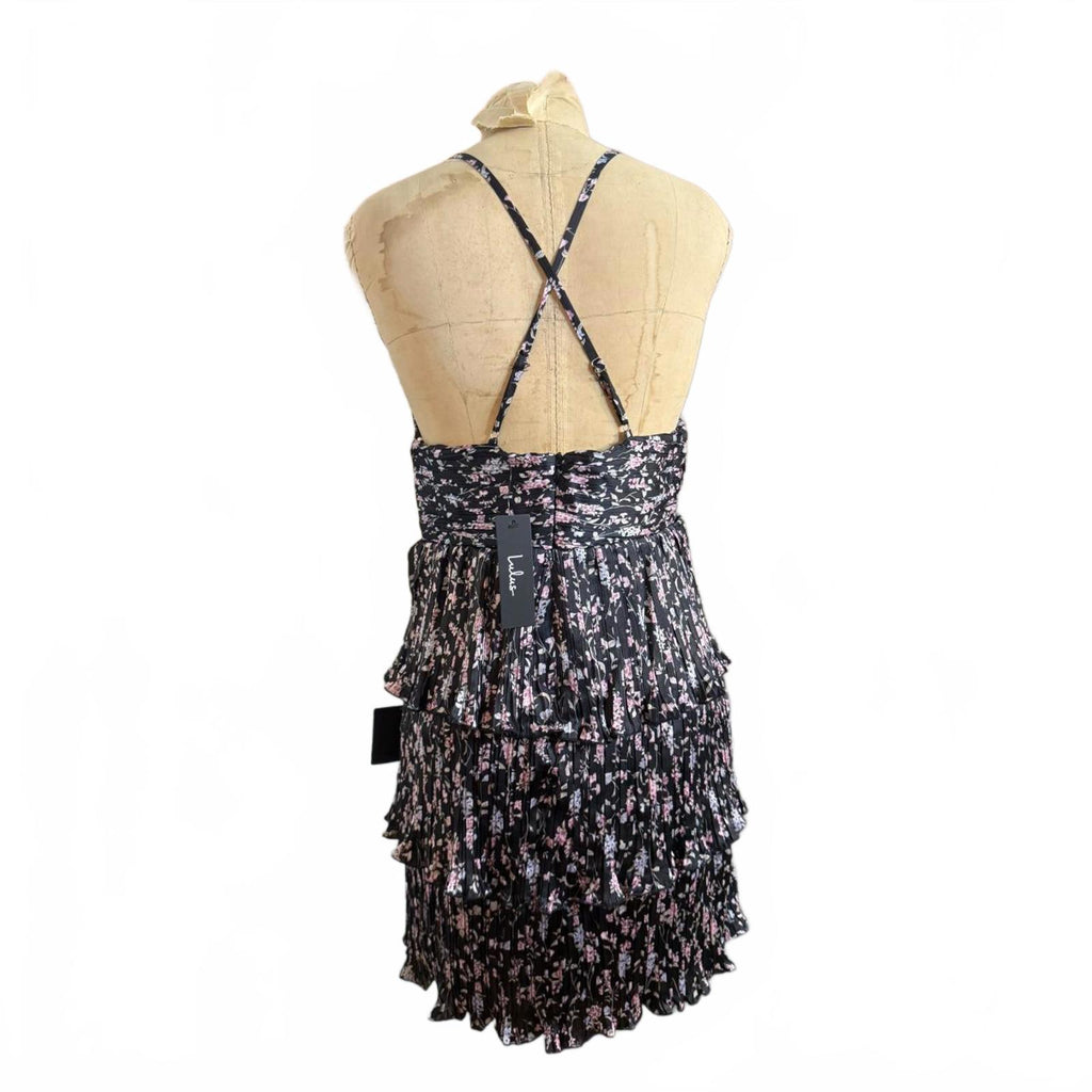 Lulus Women's Black and White Tiered Ruffle Dress Size M