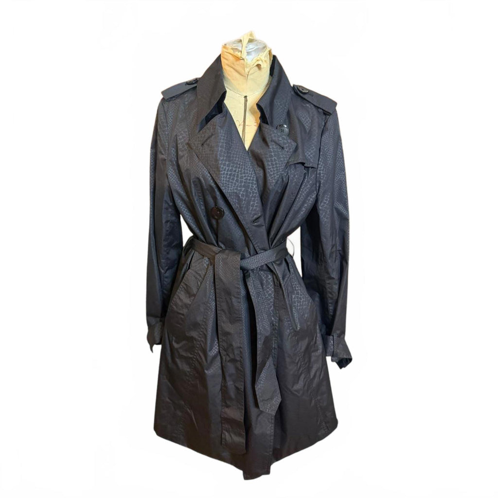 Attention Women's Black Textured Trench Coat