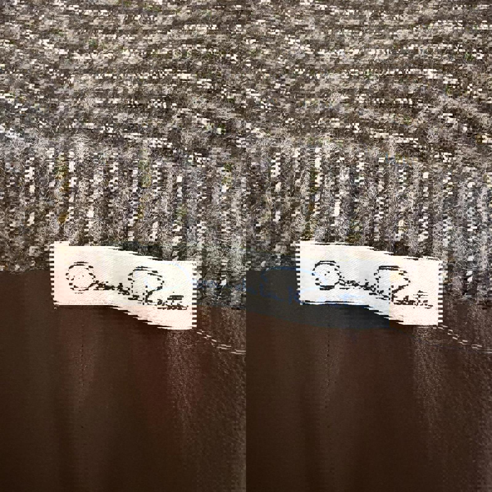 Oscar de la Renta Brown Tweed Wool Skirt with Draped Detail