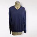 Weatherproof Cashmere/Cotton Blend Bue V-neck Sweater