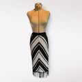Willow & Wind Black and White Chevron Crochet Fringe Skirt