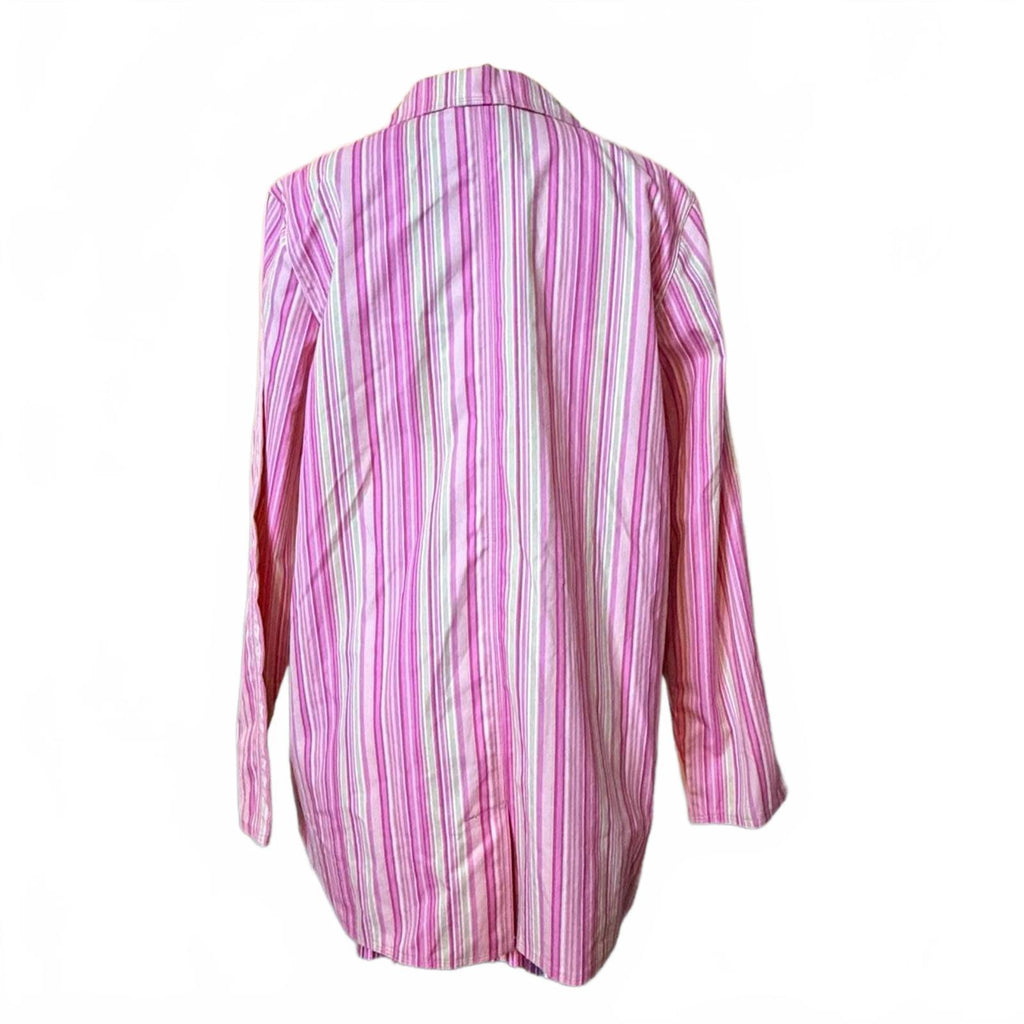 L.L.Bean Pink and White Striped Raincoat Size M