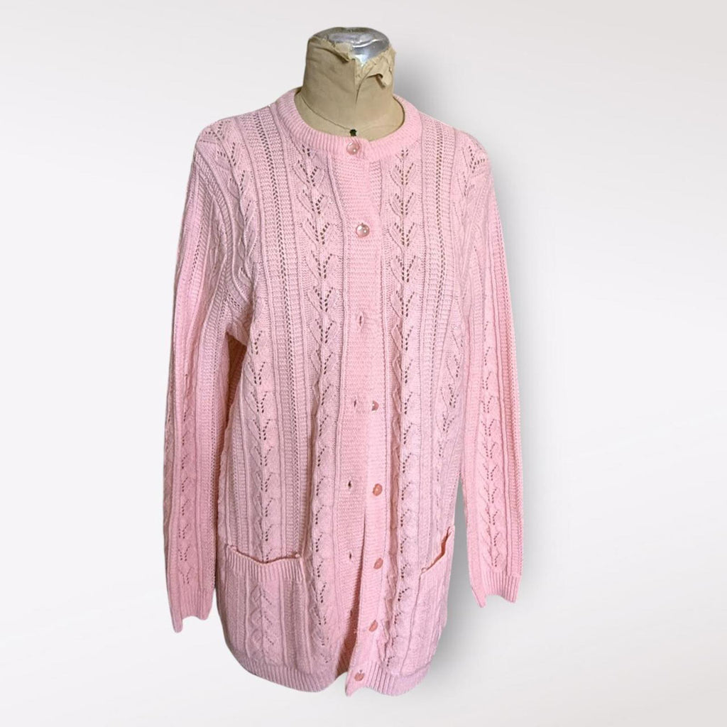College Point Vintage Pink Knit Cardigan