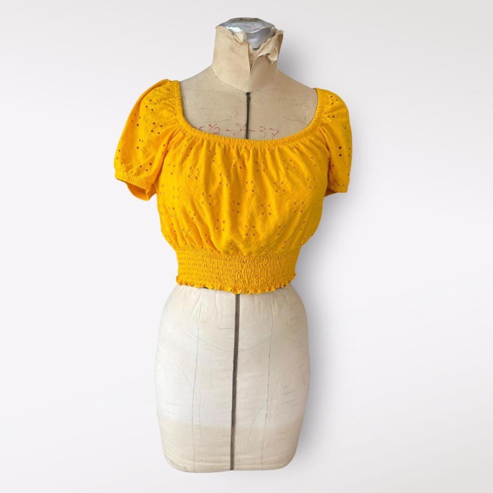 Hollister Yellow Eyelet Crop Top