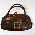 Francesco Biasia Brown Patent Leather Satchel Shoulder Bag