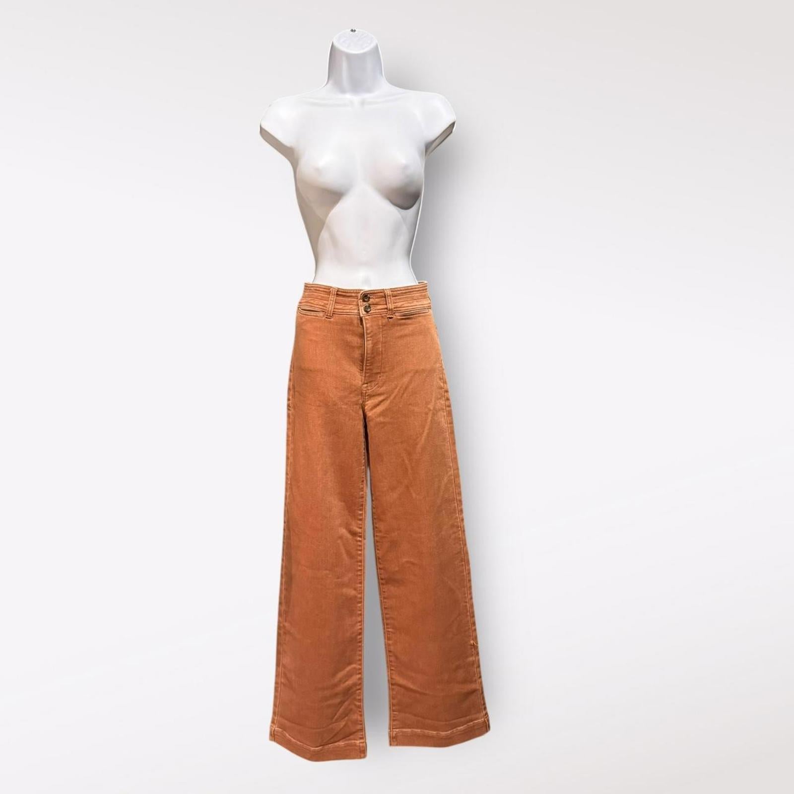 Faherty Wide Leg Pants Rust Orange