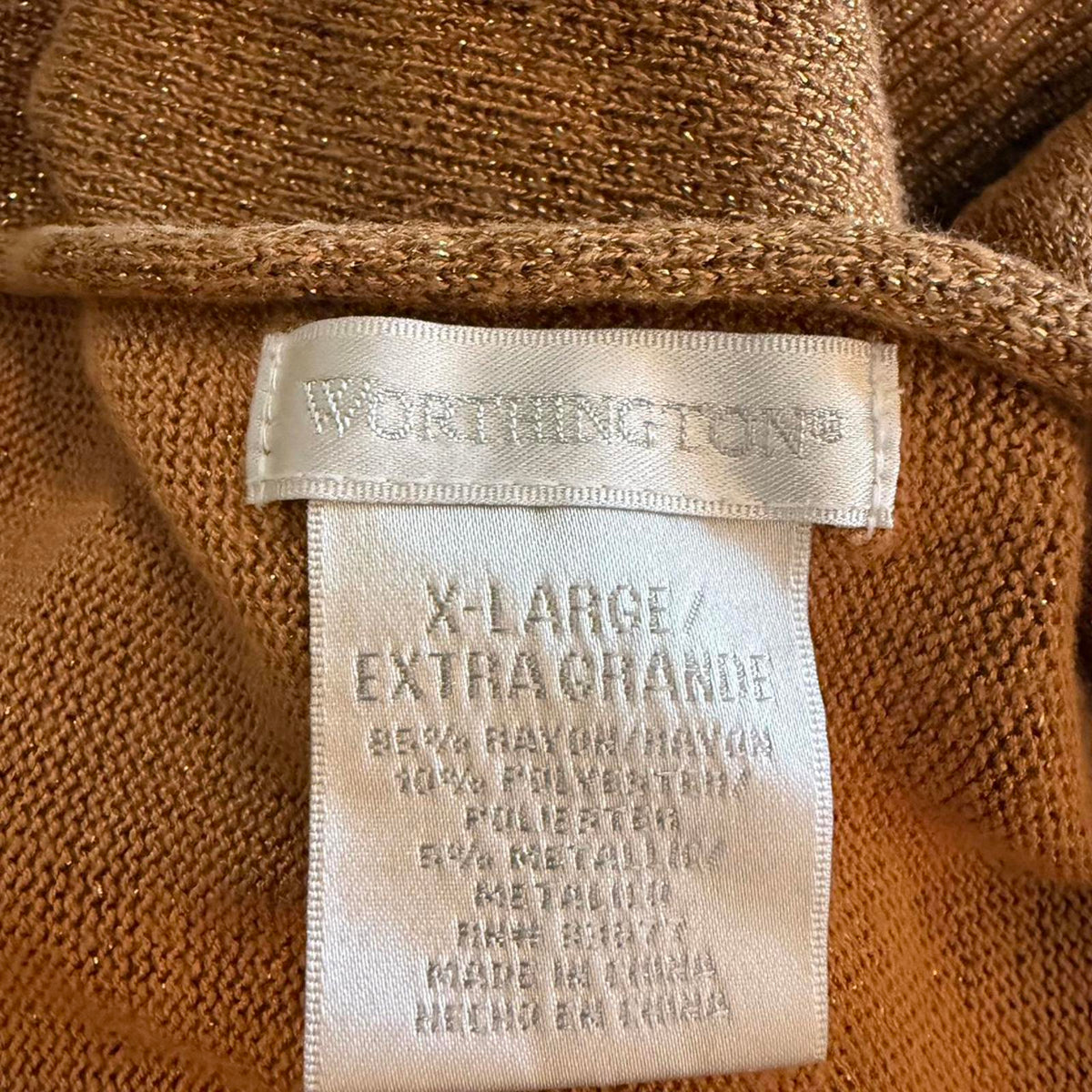 Rust Orange Metallic Knit Sweater with Batwing Sleeves