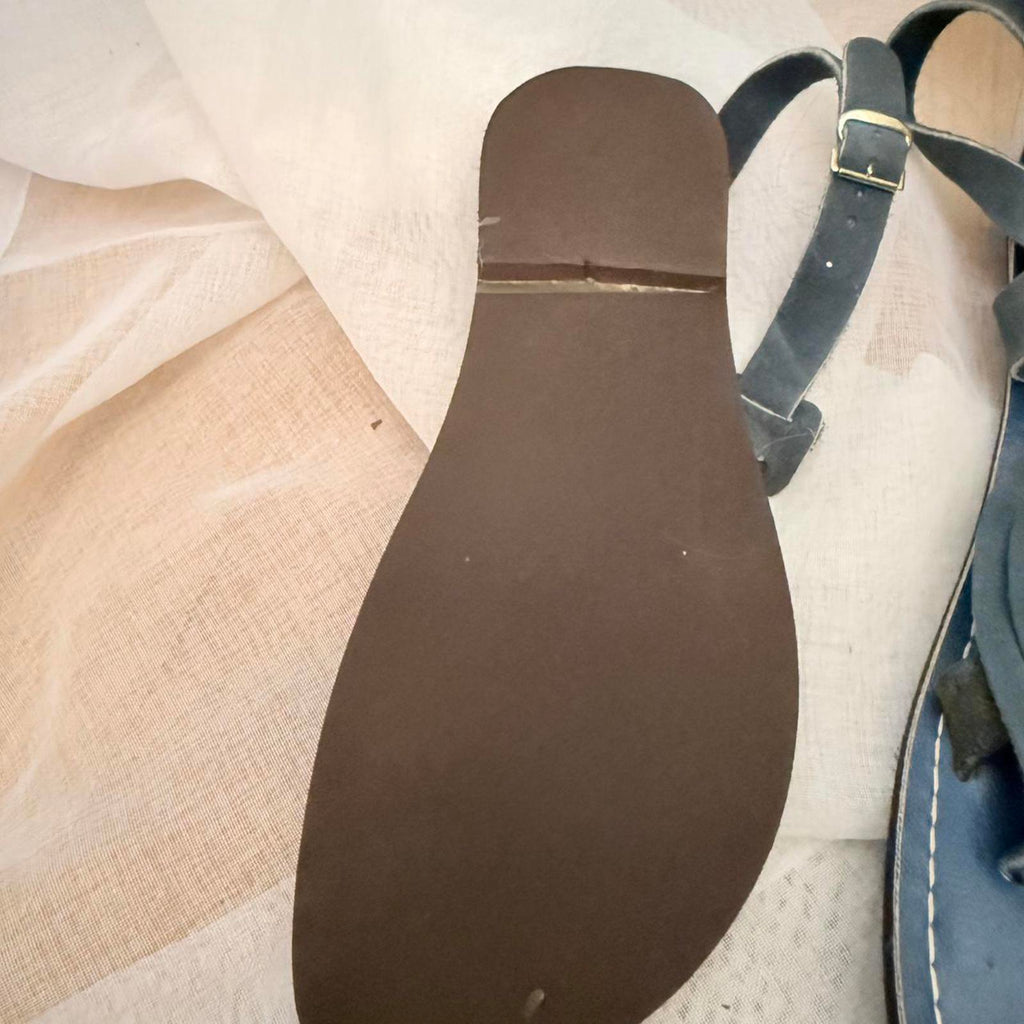 Kino Blue Leather Sandals with Tassels