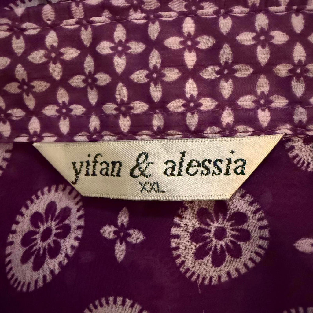 Yifan and Alessia Purple Paisley Short Sleeve Blouse