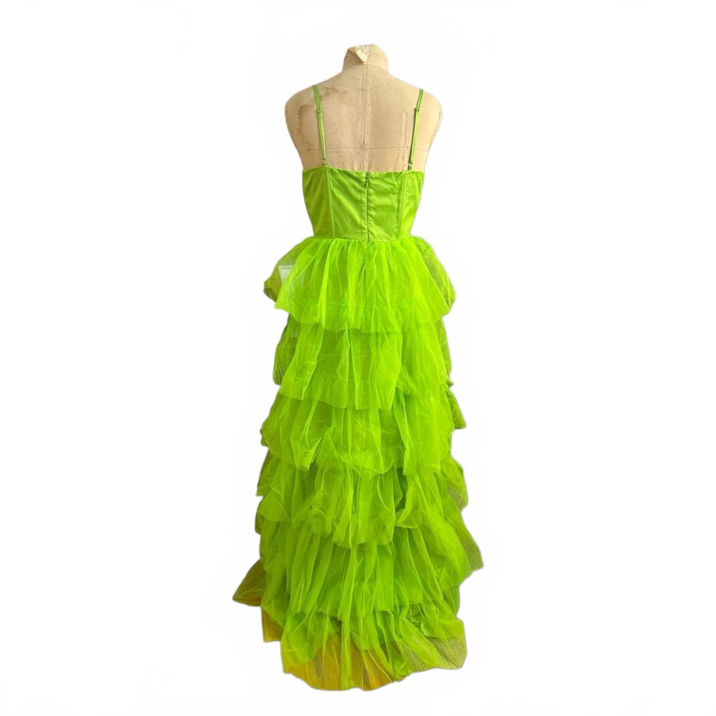 Lulus Neon Green Tiered Maxi Dress Size S