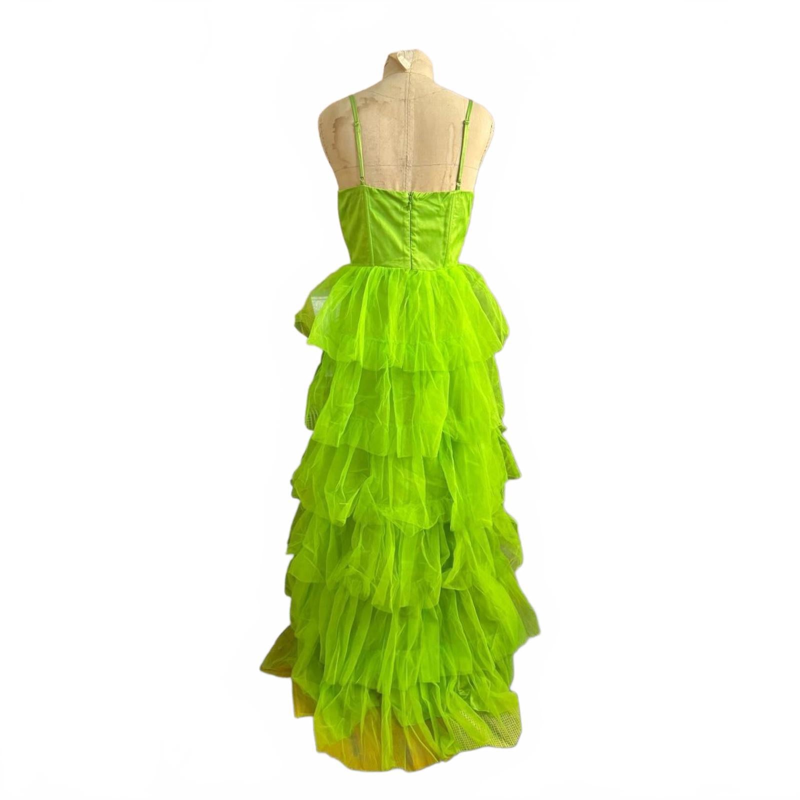 Lulus Neon Green Tiered Maxi Dress Size S
