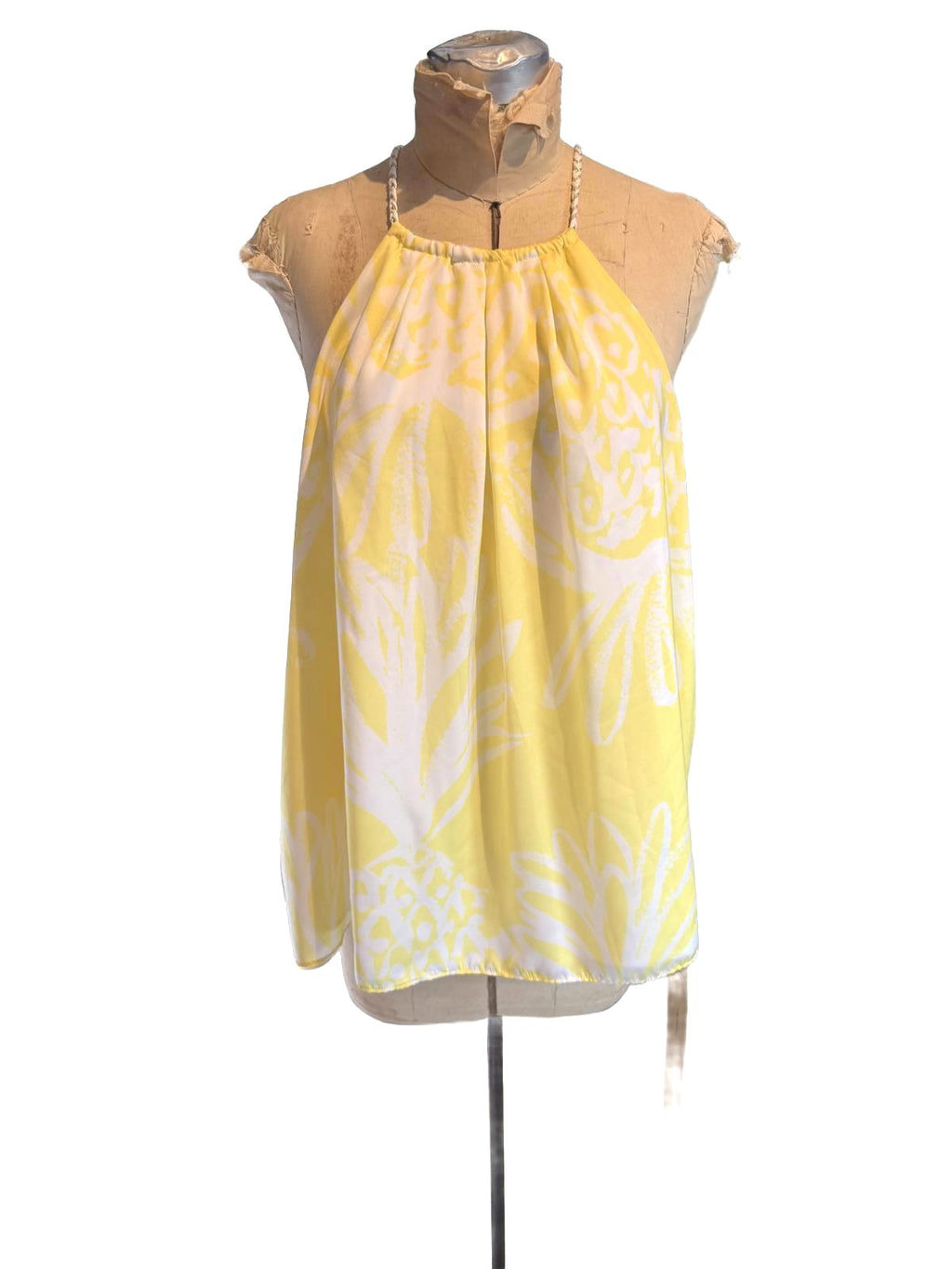 Lilly Pulitzer Yellow and White Halter Neck Sleeveless Top