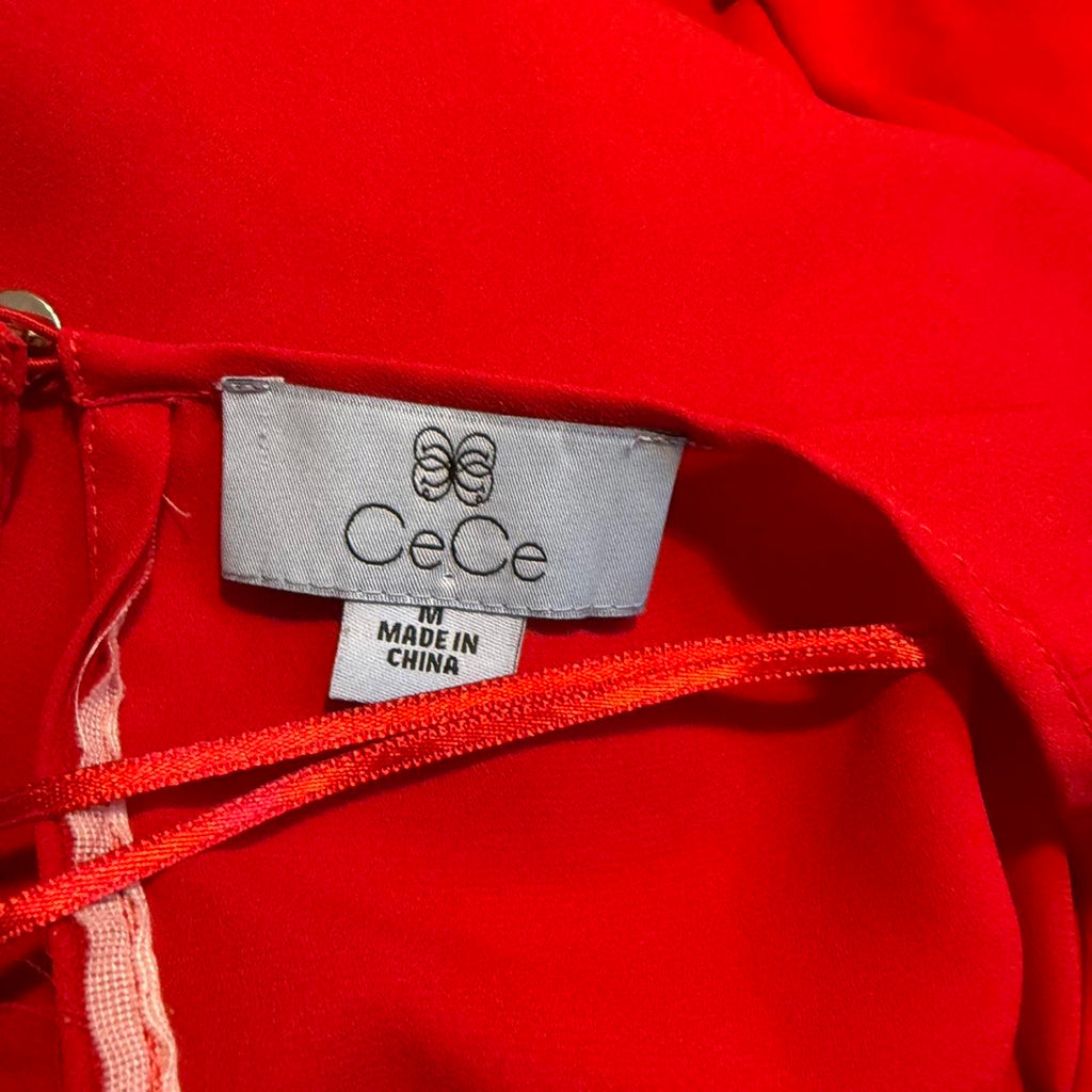 CeCe Red Long Sleeve Blouse Size M