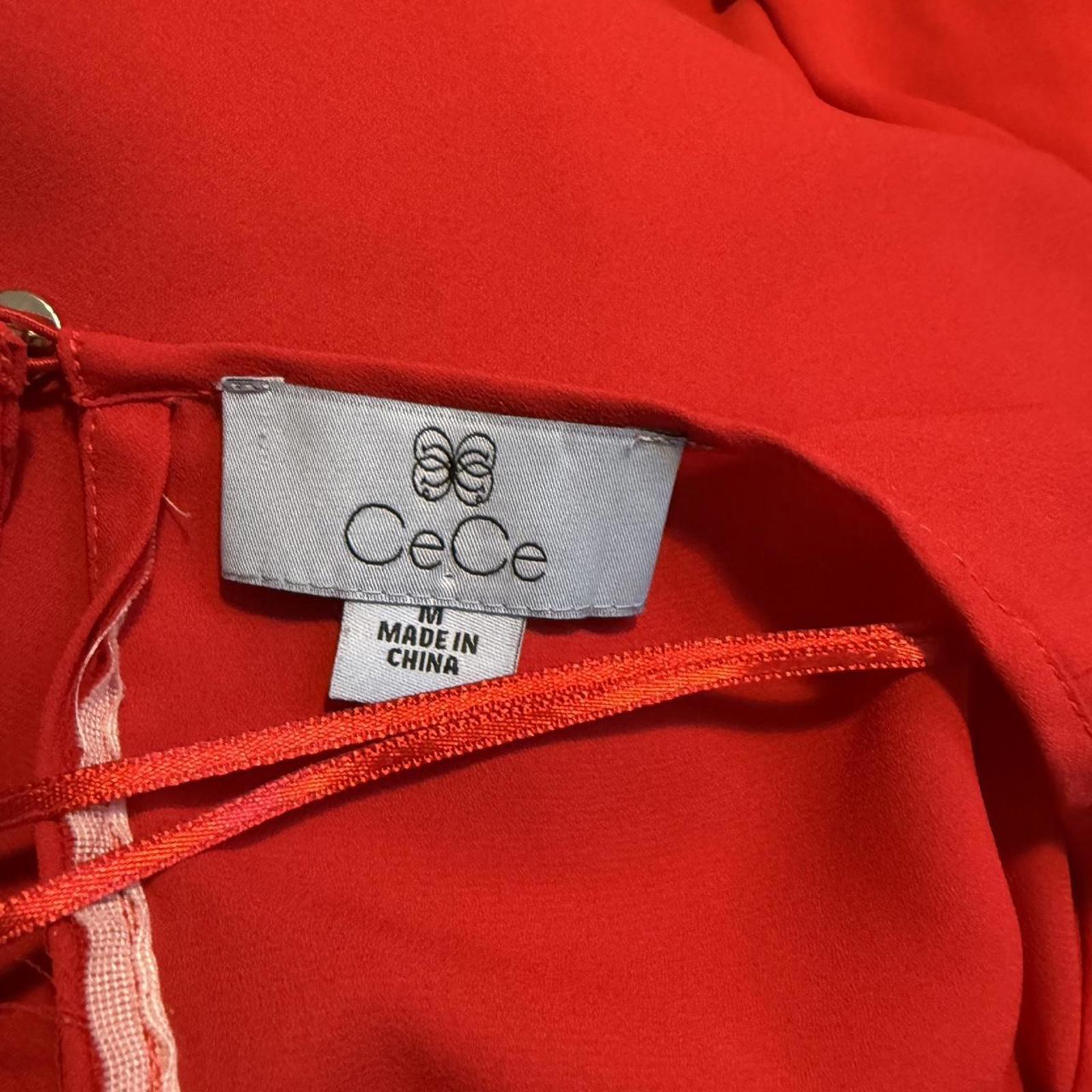 CeCe Red Long Sleeve Blouse Size M
