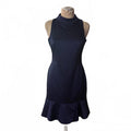 Aryn K Navy Blue High-neck Dress