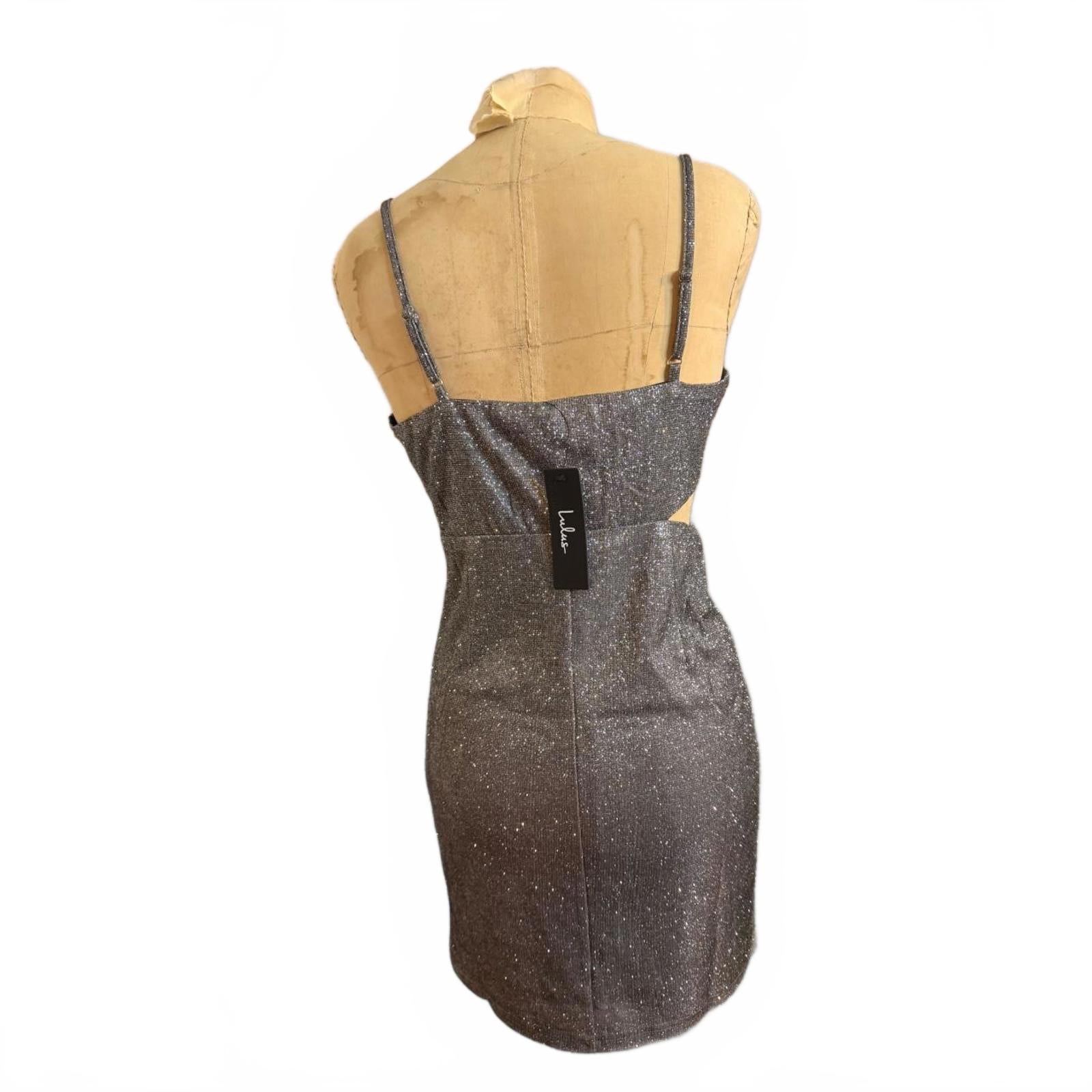 Lulus Sparkly Gray Mini Bodycon Dress Size S