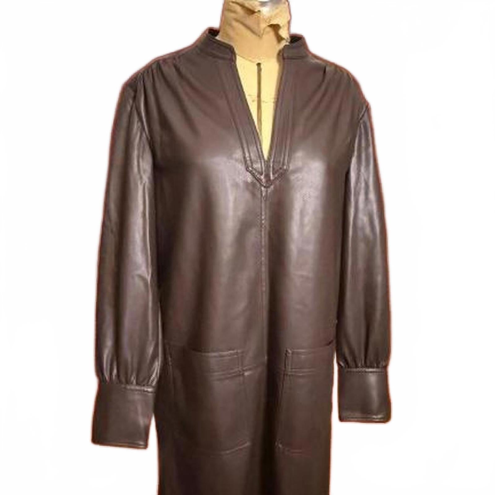 Rebecca Taylor Brown Vegan Leather Tunic Dress