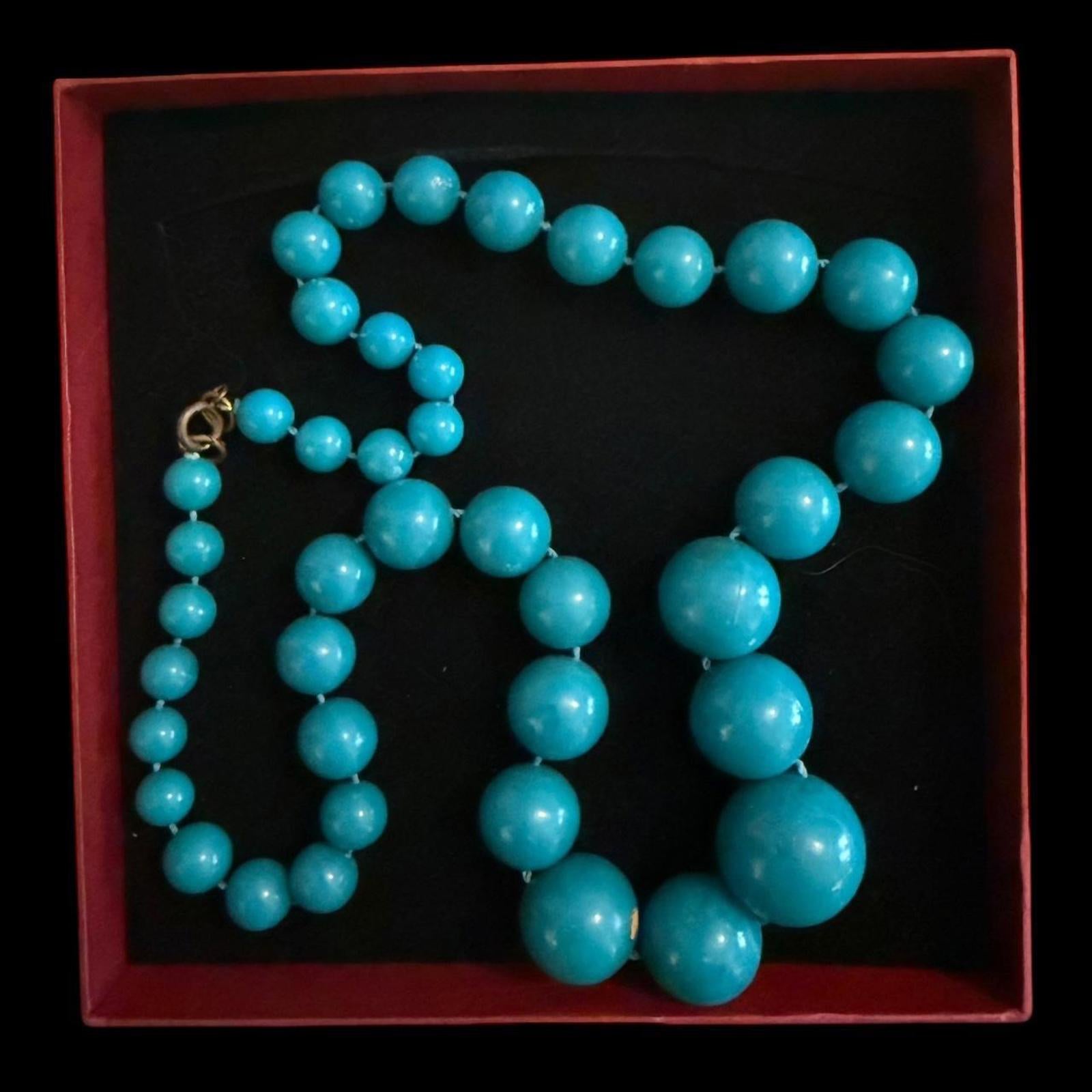 Turquoise Colored Graduated Bead Necklace