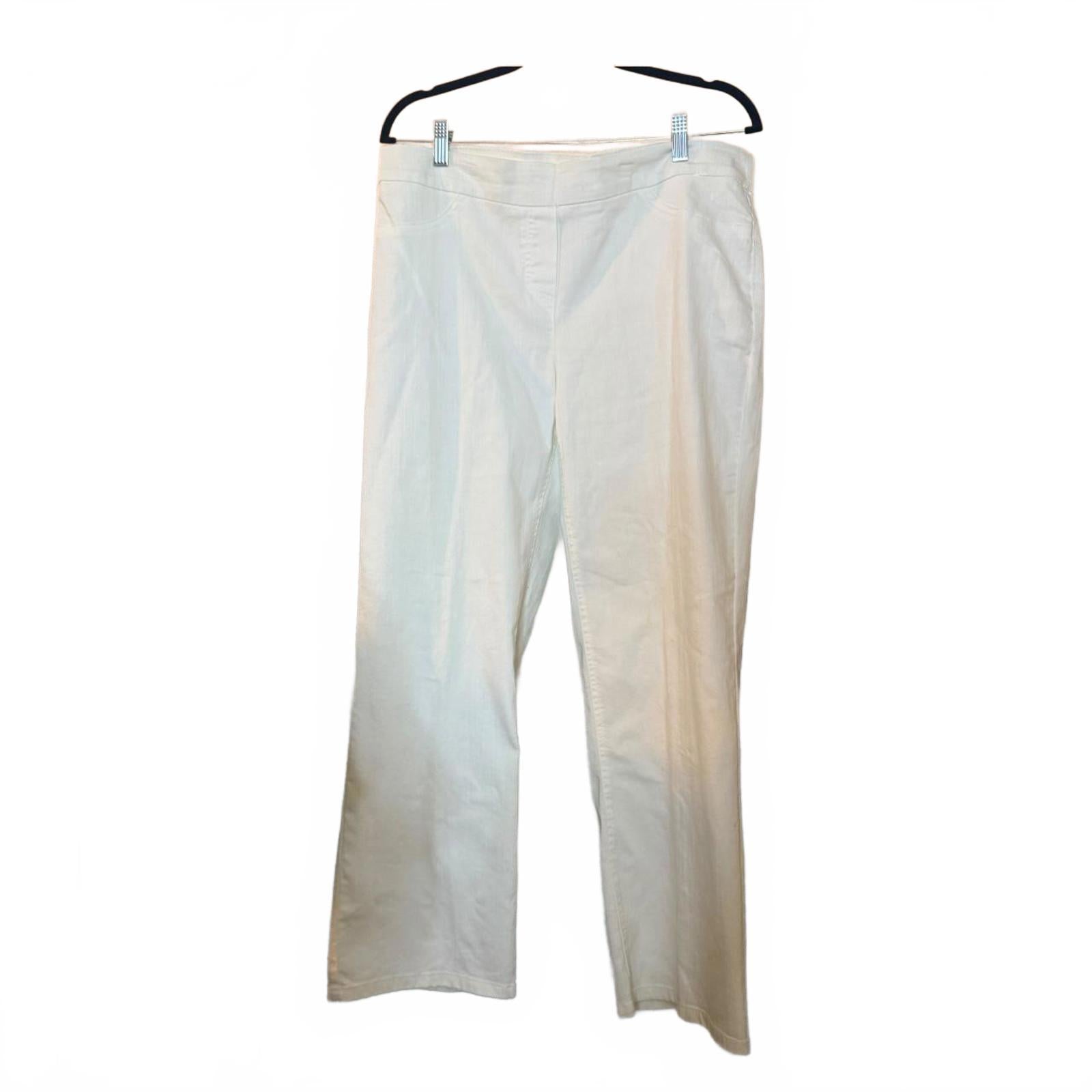 Alfred Dunner White Cotton Wide Leg Trousers Size 12