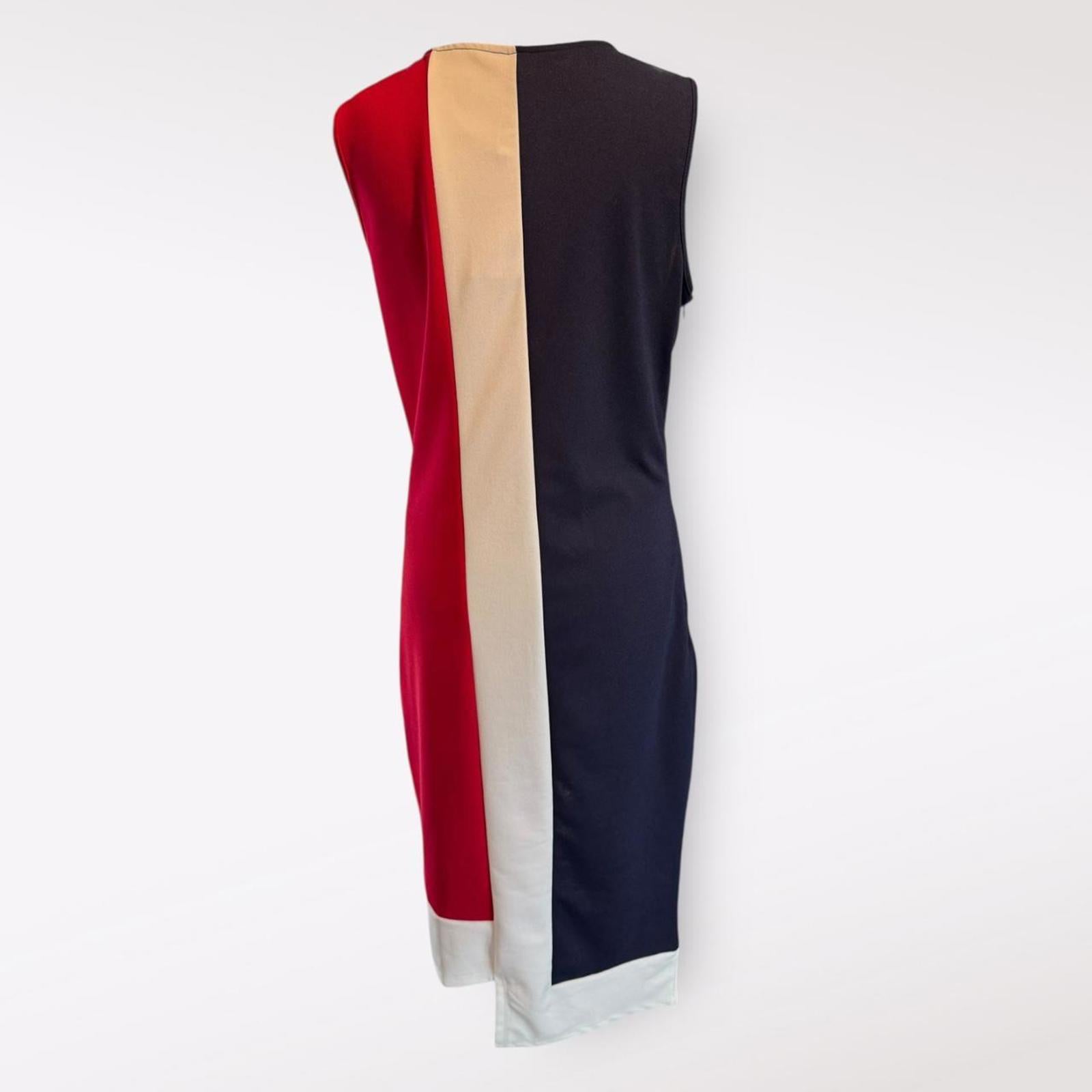 Emory Rose Sleeveless Colorblock Shift Dress with Asymmetric Hem