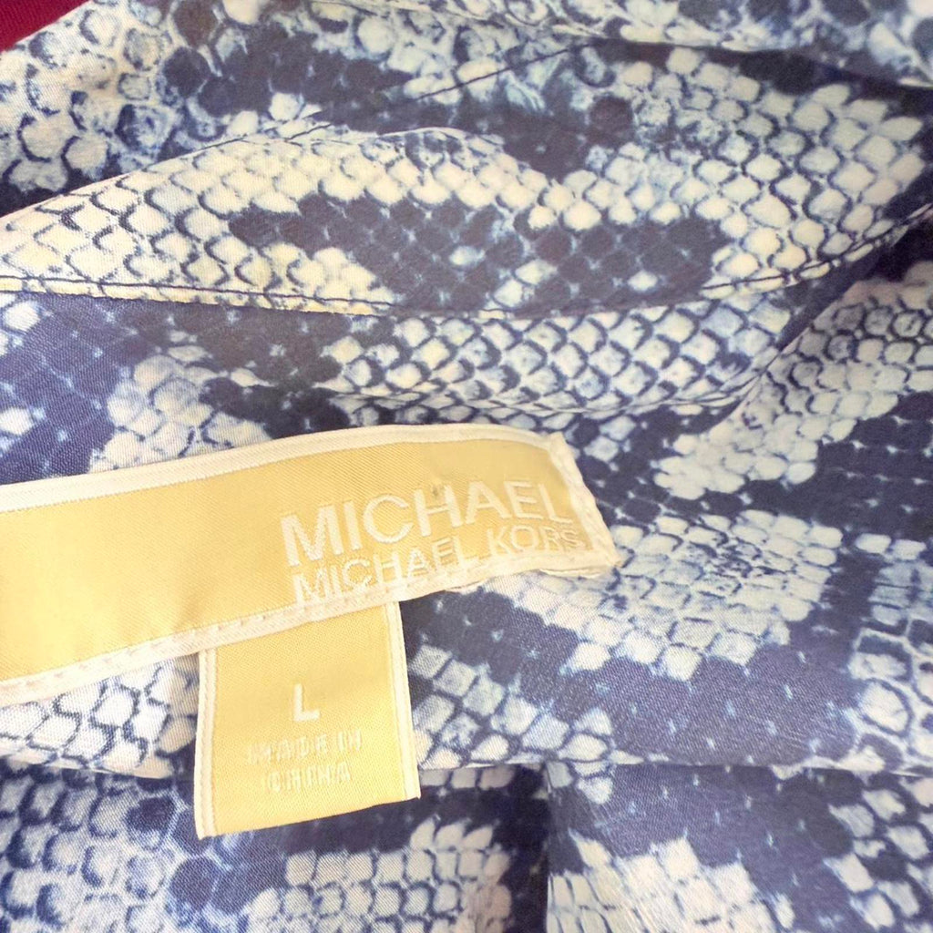 Michael Kors Blue and White Snakeskin Pattern Blouse