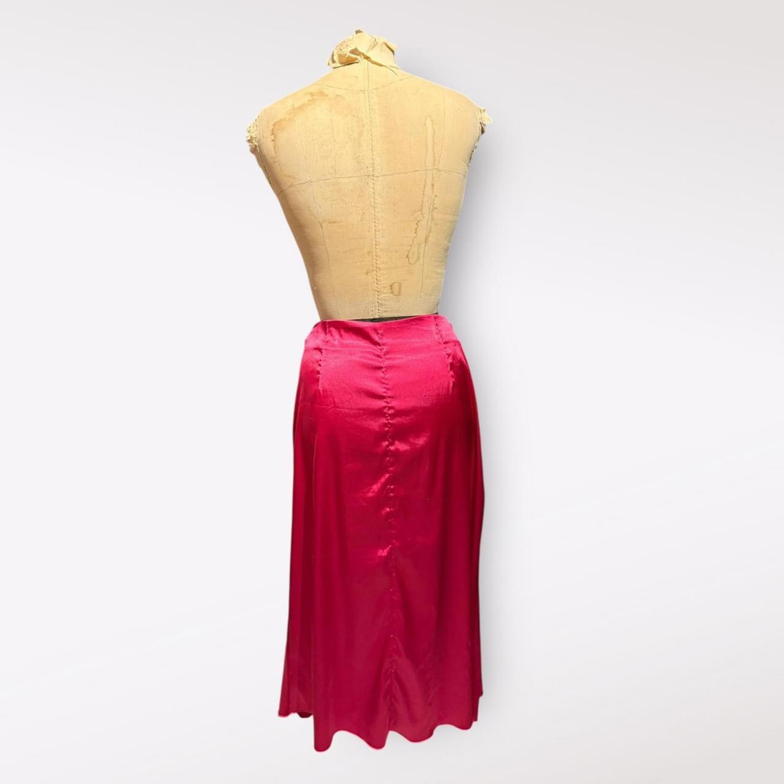 Pink Satin Midi Skirt