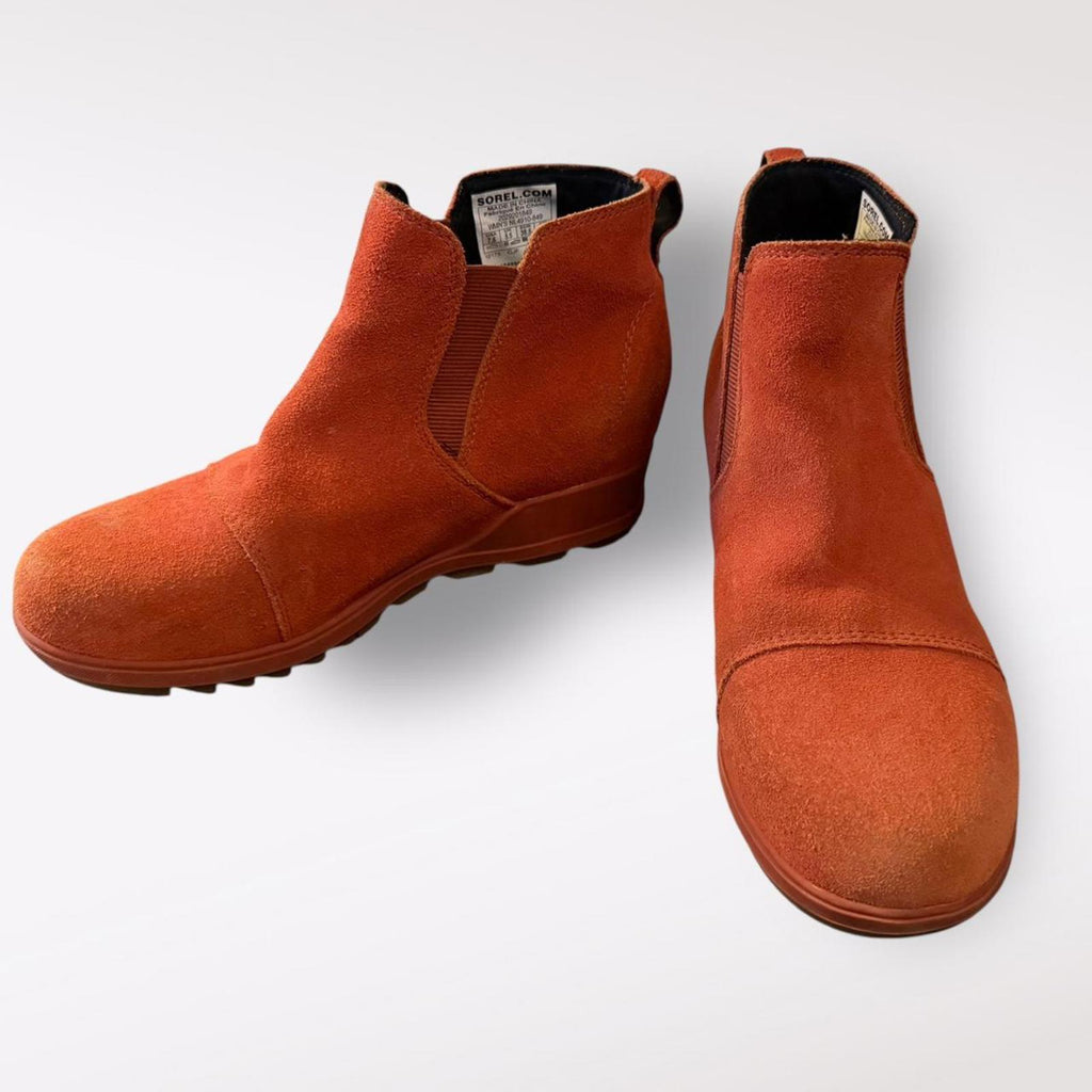 Sorel Women's Suede Ankle Boots in Rust Orange