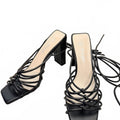 Nasty Gal Black Lace Up Sandals